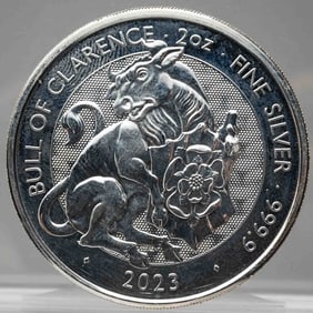 2023 Queens Beast Bull Of Clarence 2oz Silver Coin