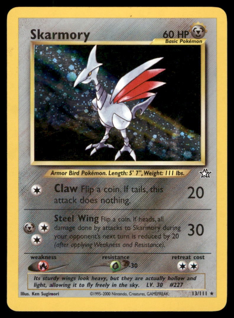 Skarmory Neo Genesis #013/111 Holo Pokemon Card: We offer combined shipping on multiple items. Buyers may also arrange their own shipping. LiveShipping is a separate and independent option for shipping that is NOT a part of the auction house or thei