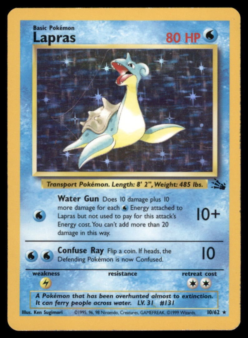 Lapras (10) Fossil #10/62 Holo Pokemon Card: We offer combined shipping on multiple items. Buyers may also arrange their own shipping. LiveShipping is a separate and independent option for shipping that is NOT a part of the auction house or thei