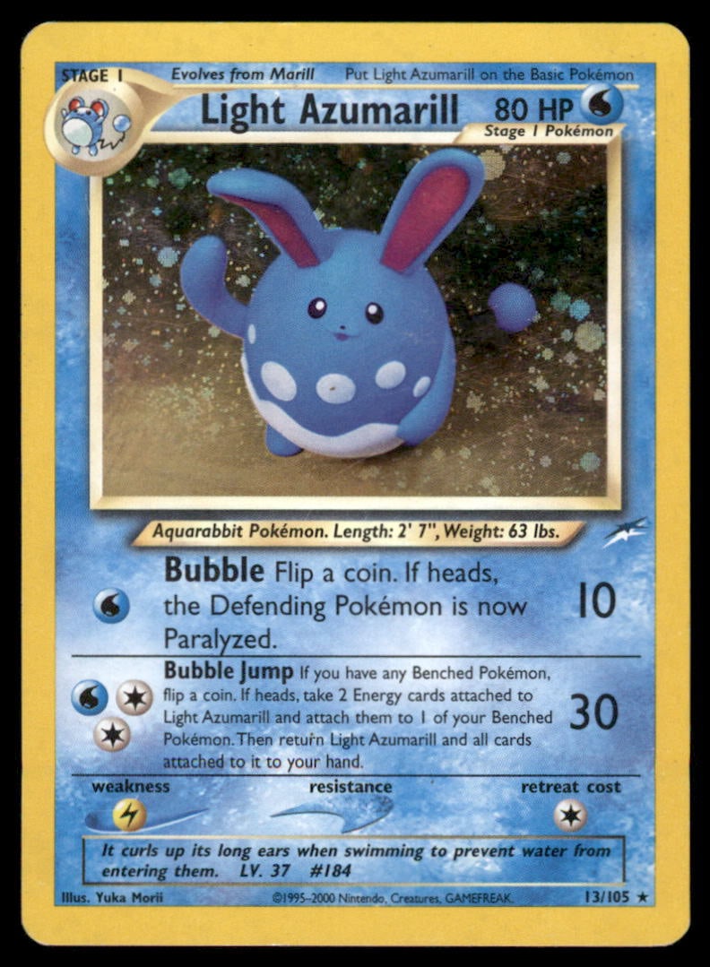 Light Azumarill Neo Destiny #013/105 Holo Pokemon Card (1 of 2)