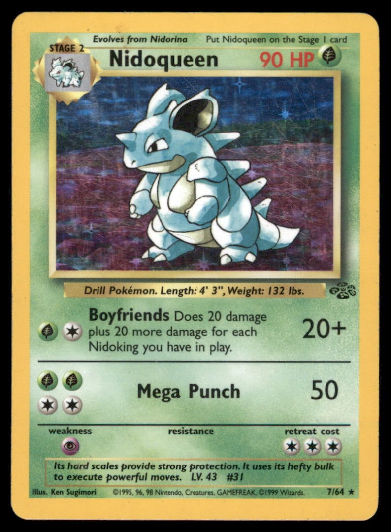 Nidoqueen (7) Jungle #07/64 Holo Pokemon Card: We offer combined shipping on multiple items. Buyers may also arrange their own shipping. LiveShipping is a separate and independent option for shipping that is NOT a part of the auction house or thei