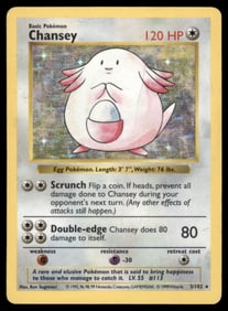 Chansey Base Set (Shadowless) #003/102 Holo Pokemon Card