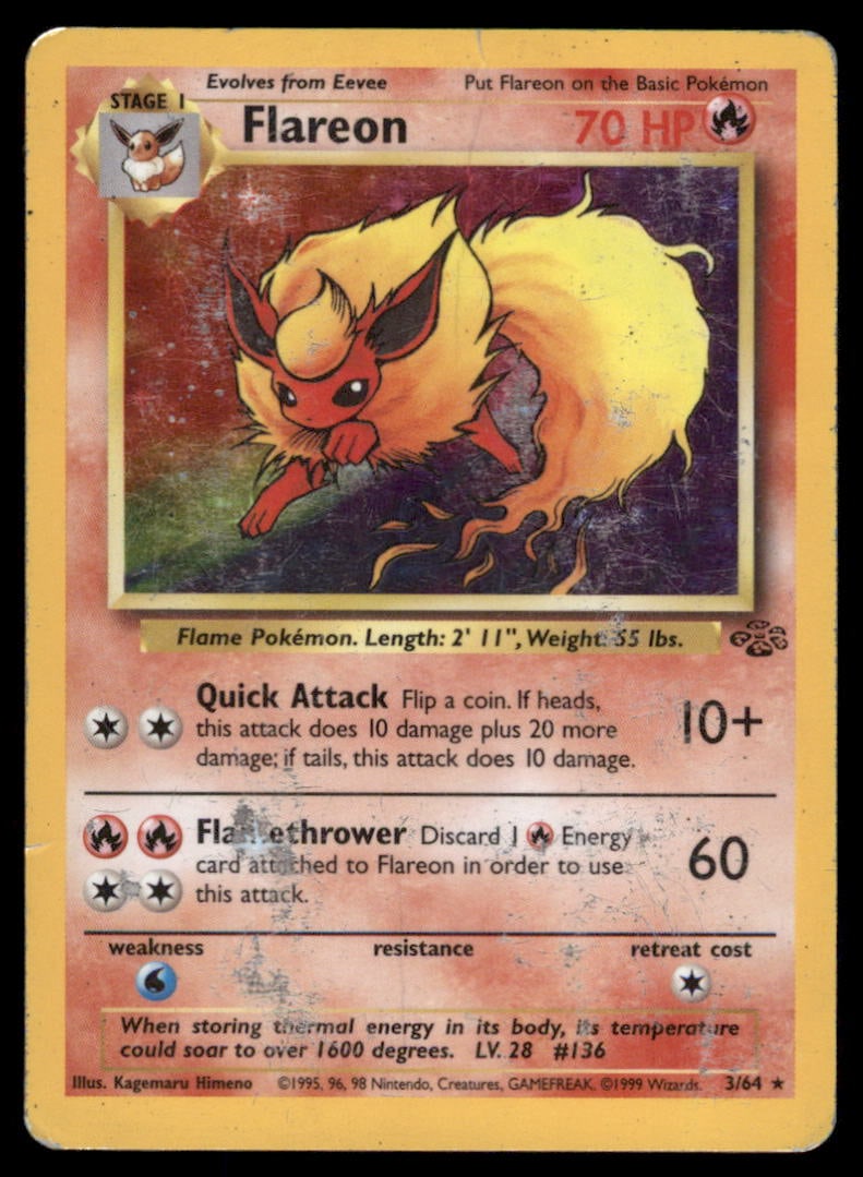 Flareon (3) Jungle #03/64 Holo Pokemon Card (1 of 2)