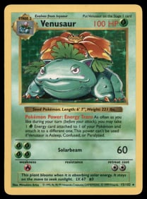 Venusaur Base Set (Shadowless) #015/102 Holo Pokemon Card