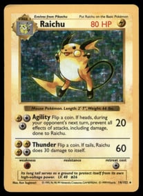 Raichu Base Set (Shadowless) #014/102 Holo Pokemon Card