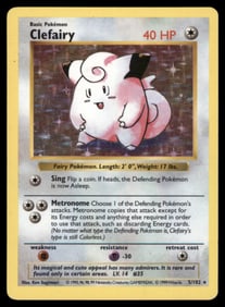 Clefairy Base Set (Shadowless) #005/102 Holo Pokemon Card