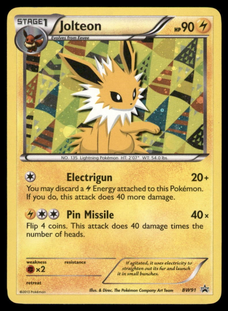 Jolteon Black and White Promos #BW91 Holo Pokemon Card: We offer combined shipping on multiple items. Buyers may also arrange their own shipping. LiveShipping is a separate and independent option for shipping that is NOT a part of the auction house or thei