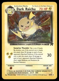 Dark Raichu Team Rocket #83/82 Holo Pokemon Card