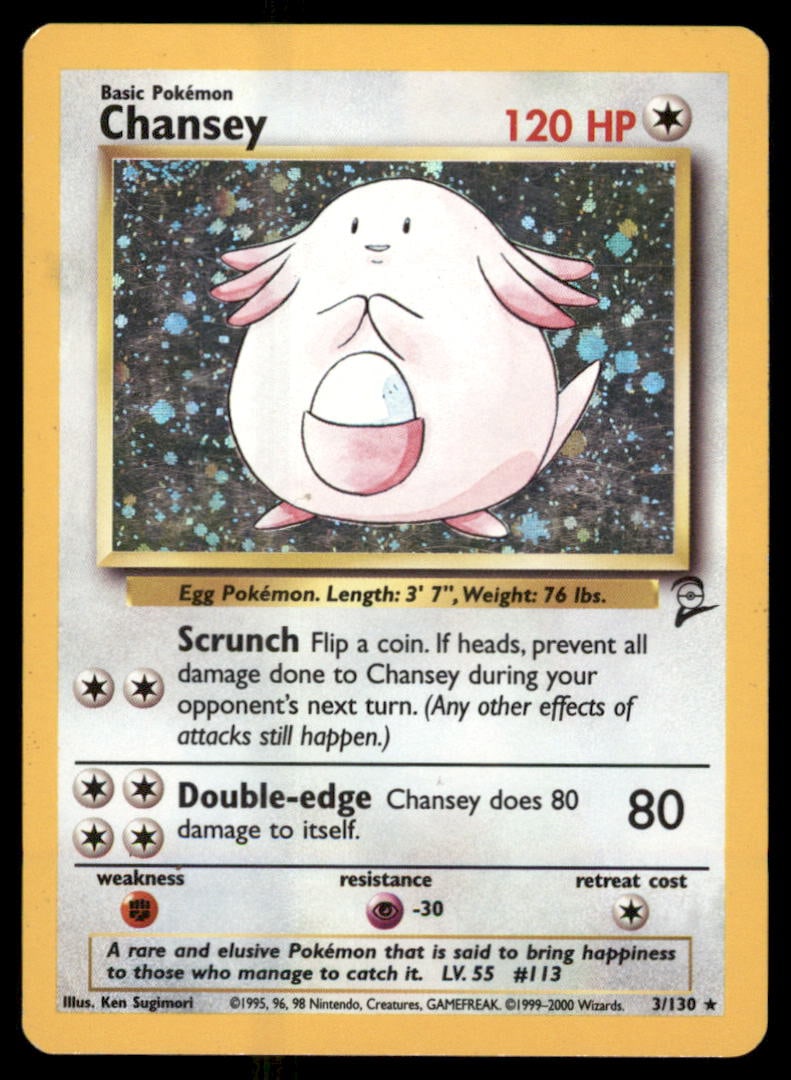 Chansey Base Set 2 #003/130 Holo Pokemon Card (1 of 2)