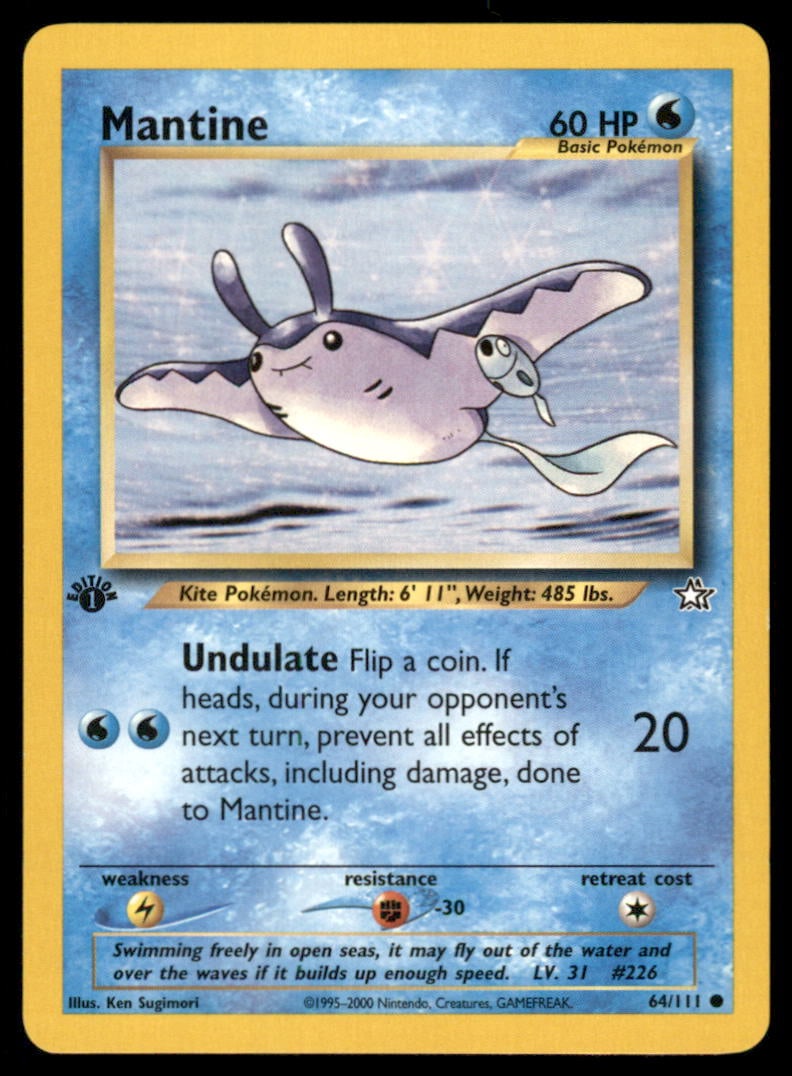 Mantine 1st Ed. Neo Pokemon Card: We offer combined shipping on multiple items. Buyers may also arrange their own shipping. LiveShipping is a separate and independent option for shipping that is NOT a part of the auction house or thei