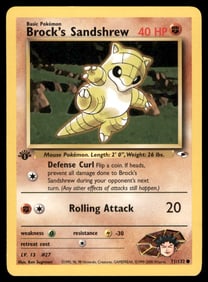 Brock's Sandshrew 1st Ed. Gym Pokemon Card