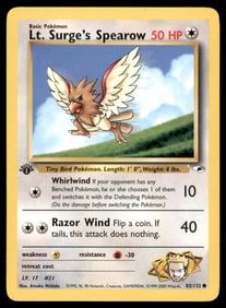 Lt Surge's Spearow 1st Ed. Gym Pokemon Card