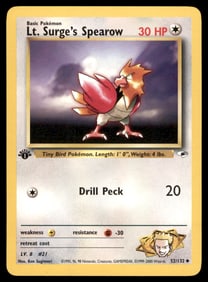 Lt Surge's Spearow 1st Ed. Rocket Pokemon Card
