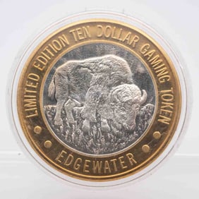 Edgewater Casino 999 Silver Ten Dollar Gaming Token