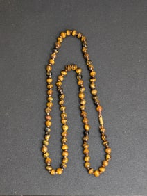 Vintage Chinese TIGER'S EYE polished beads necklace 7.00mm