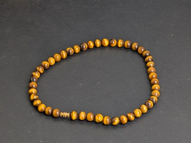Vintage Chinese TIGER'S EYE polished beads necklace 9.00mm