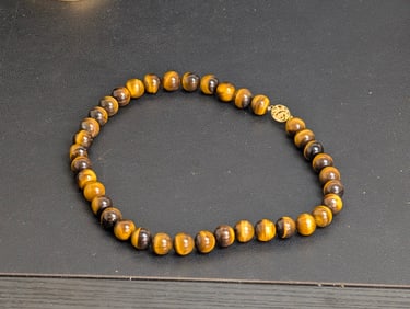 Vintage Chinese TIGER'S EYE polished beads necklace 11.80mm