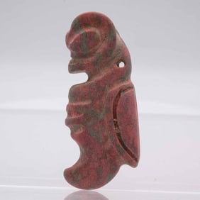 Archaic Chinese Hongshan Culture Red Turquoise Cicada Amulet