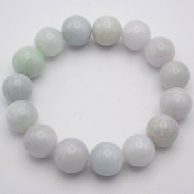 Chinese Natural Jadeite Bead Bracelet