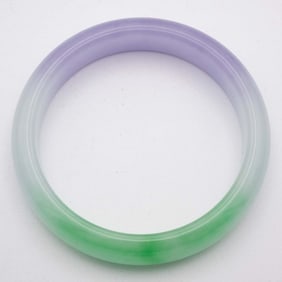 Chinese Green And Purple Jade Bangle