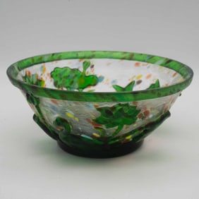 Chinese Qianlong Inscribed Peking Glass Bowl