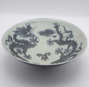 Chinese Kangxi Period Porcelain Double Dragon Bowl