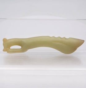 Old Chinese Carved Jade Jaguar Belt Buckle