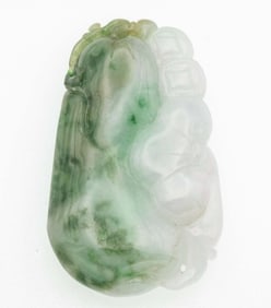 Carved Green And White Jadeite Pendant
