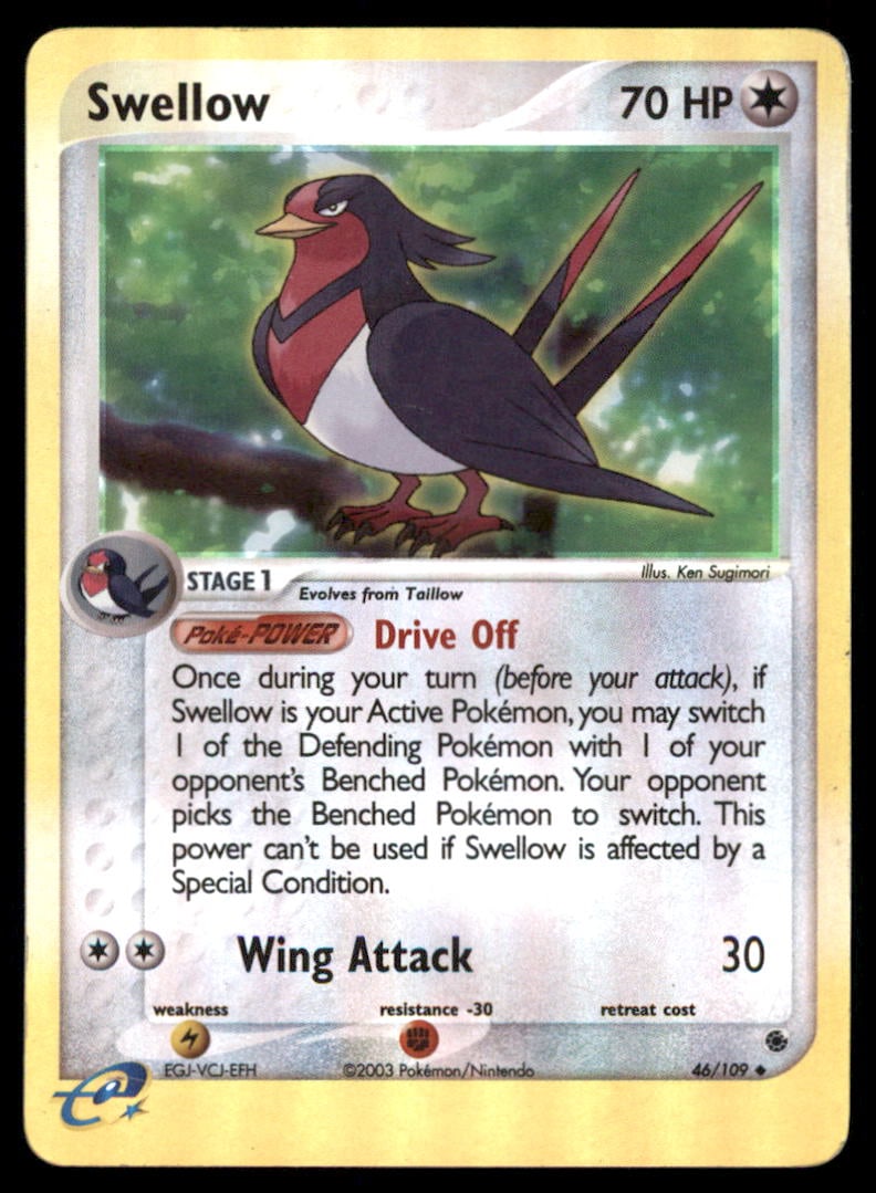 Swellow Ruby and Sapphire #46/109 Holo Pokemon Card: We offer combined shipping on multiple items. Buyers may also arrange their own shipping. LiveShipping is a separate and independent option for shipping that is NOT a part of the auction house or thei