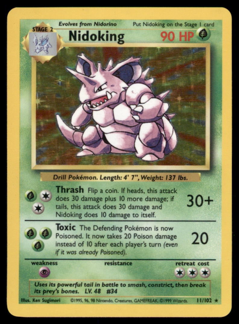 Nidoking Base Set #011/102 Holo Pokemon Card (1 of 2)