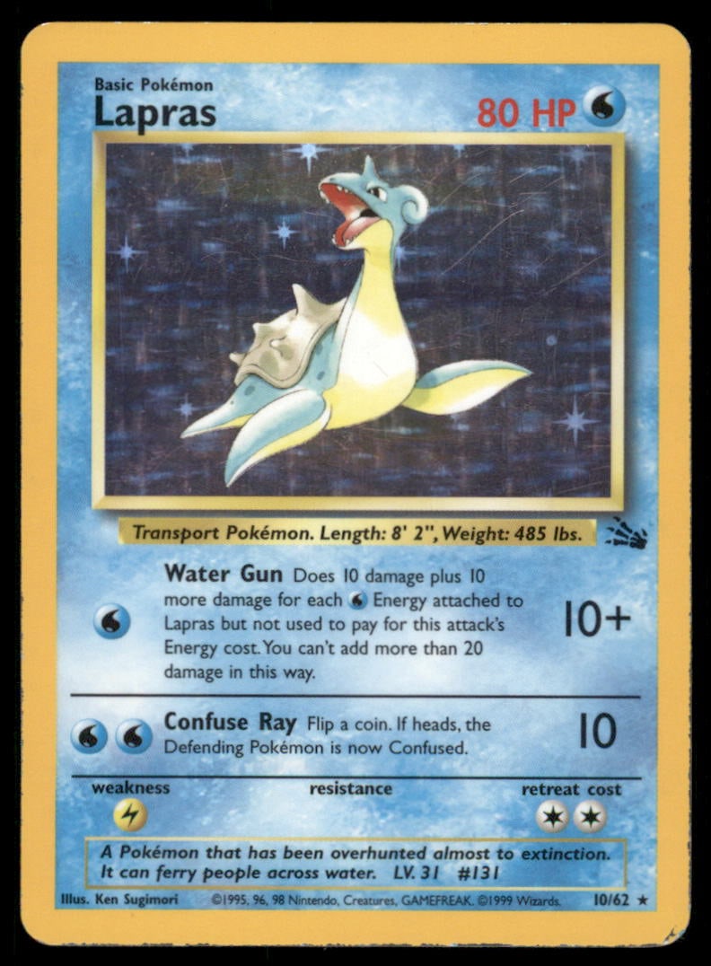 Lapras (10) Fossil #10/62 Holo Pokemon Card: We offer combined shipping on multiple items. Buyers may also arrange their own shipping. LiveShipping is a separate and independent option for shipping that is NOT a part of the auction house or thei