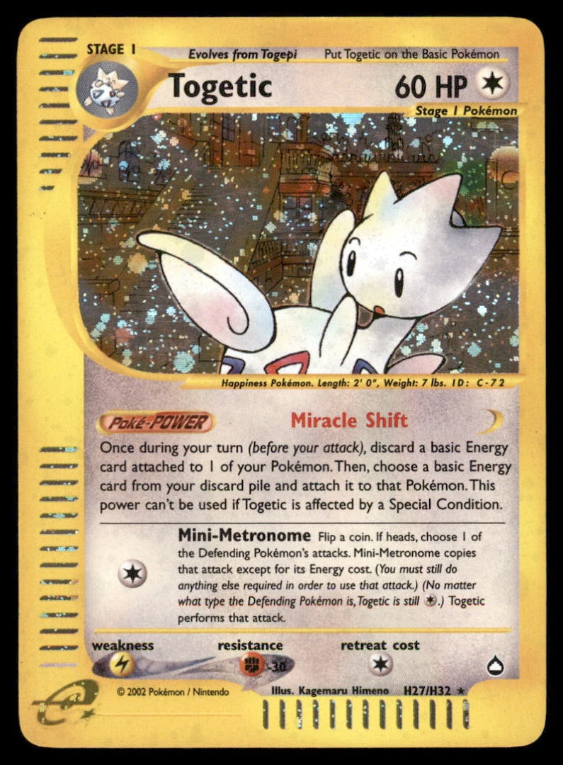 Togetic (H27) Aquapolis #H27/H32 Holo Pokemon Card: Moderate / Heavy Play