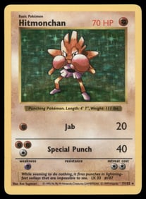 Hitmonchan Base Set (Shadowless) #007/102 Holo Pokemon Card