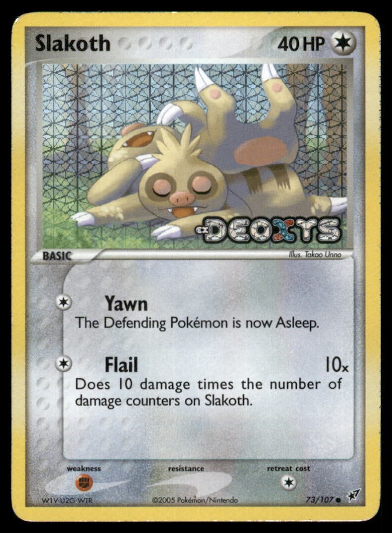 Slakoth Stamped Deoxys #73/107 Holo Pokemon Card: Moderate / Heavy Play