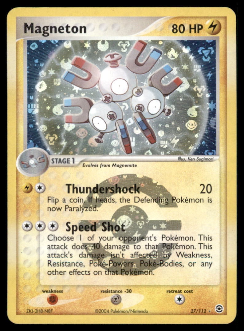 Magneton FireRed & LeafGreen #27/112 Holo Pokemon Card: Moderate / Heavy Play