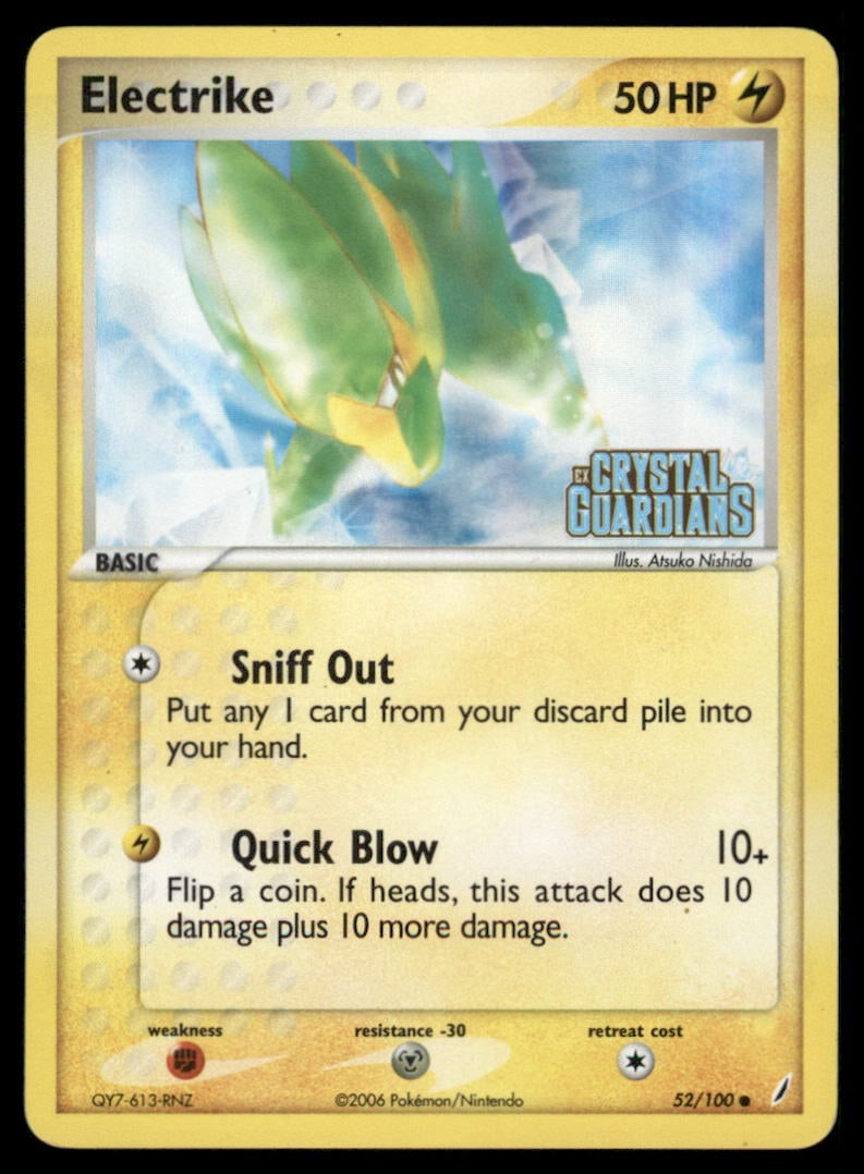 Electrike Crystal Guardians #52/100 Holo Pokemon Card: Moderate / Heavy Play