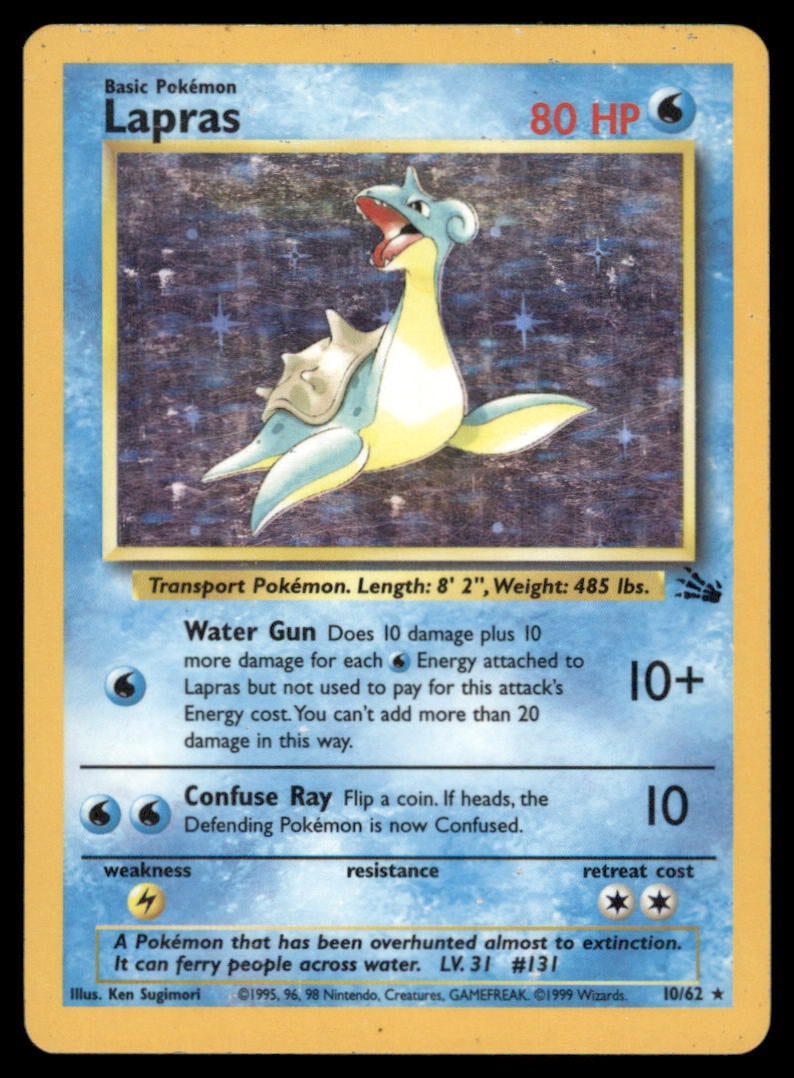 Lapras (10) Fossil #10/62 Holo Pokemon Card: Moderate / Heavy Play