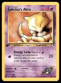 Sabrina's Abra 1st Ed. Gym Challenge/Heroes Pokemon Card