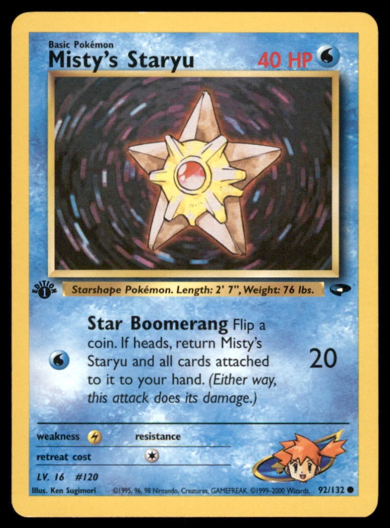 Misty's Staryu 1st Ed. Gym Challenge/Heroes Pokemon Card: We offer combined shipping on multiple items. Buyers may also arrange their own shipping. LiveShipping is a separate and independent option for shipping that is NOT a part of the auction house or thei