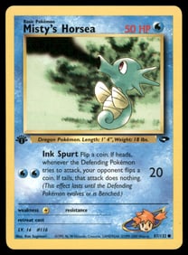 Misty's Horsea 1st Ed. Gym Challenge/Heroes Pokemon Card