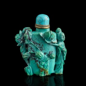 A Chinese carved turquoise 'Magu' snuff bottle, 19th century