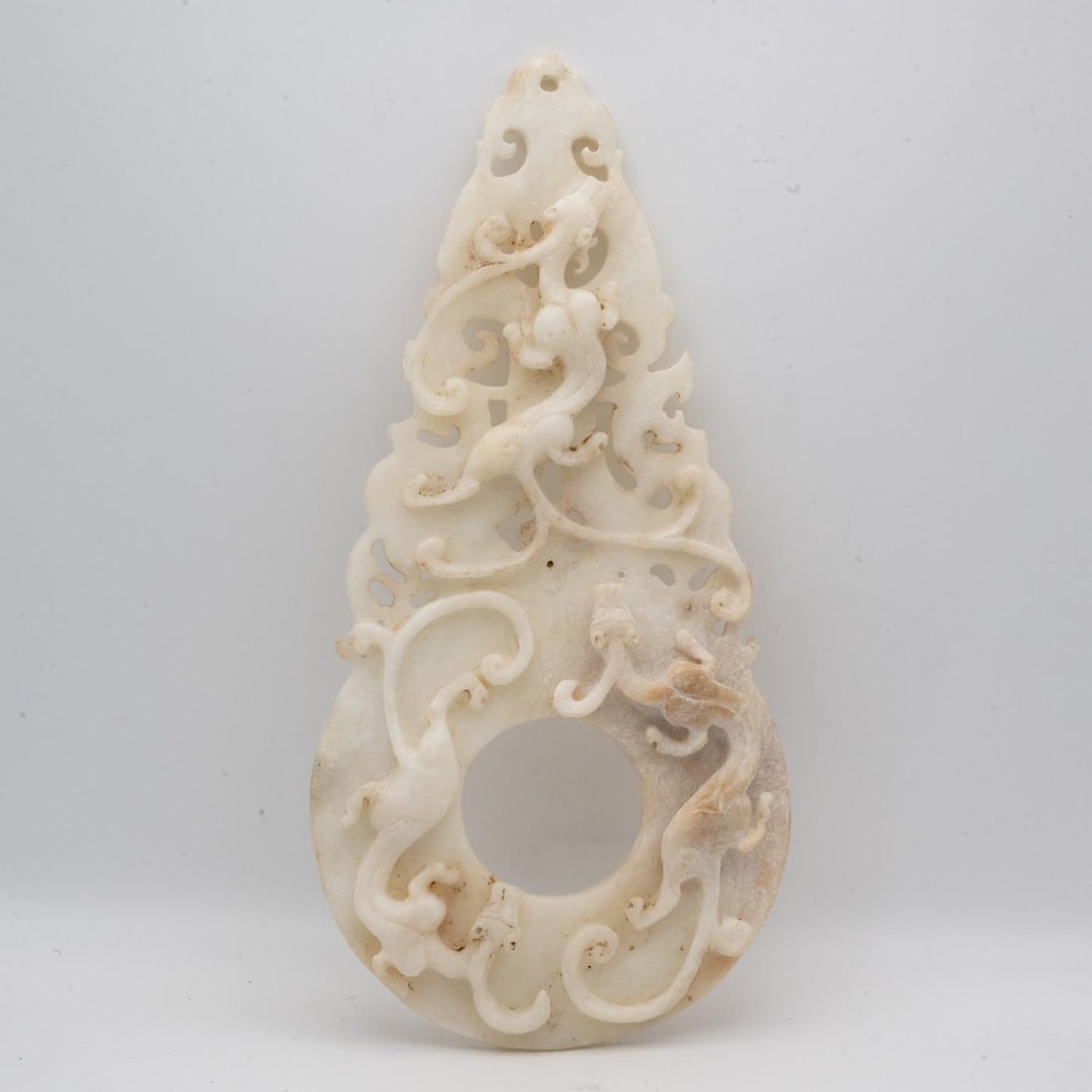 Antique Chinese Carved Jade Relief Beast Ritualistic Bi (1 of 10)