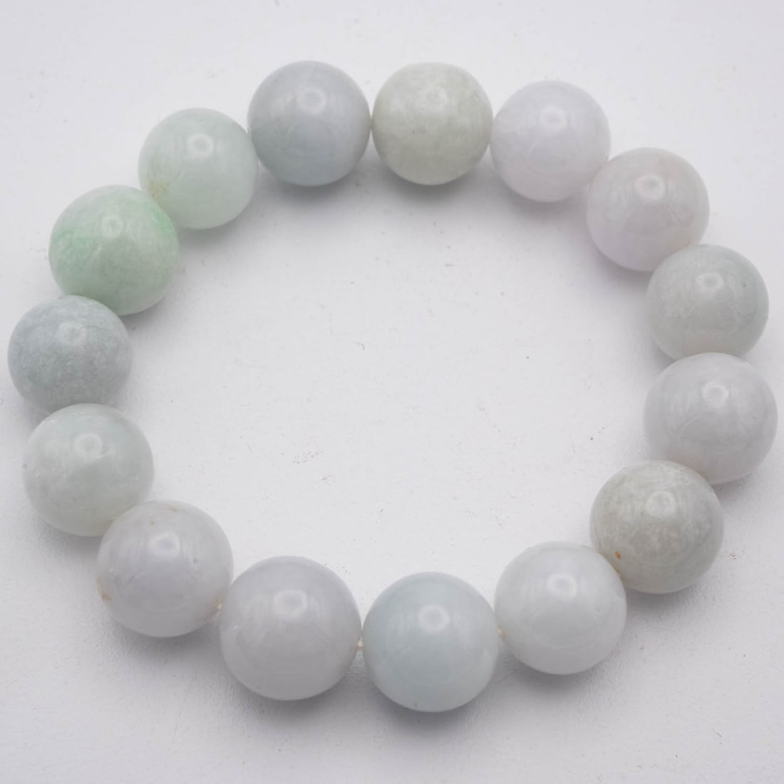 Chinese Natural Jadeite Bead Bracelet (1 of 6)