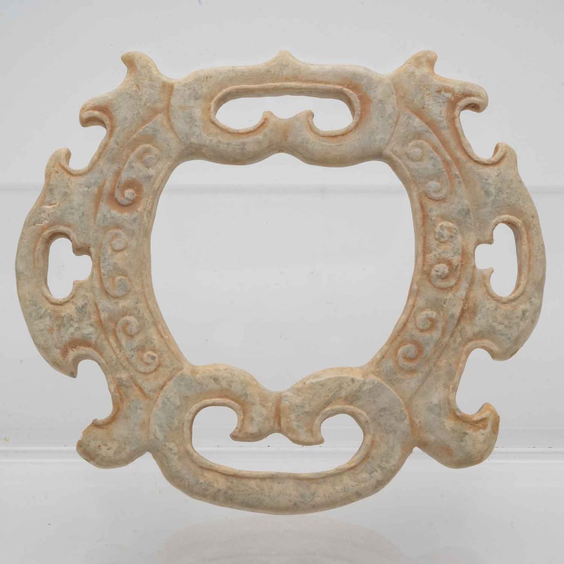 Old Chinese Carved Calcified Jade Ritualistic Ornament: Affordable and convenient "Self-Arranged Shipping" available, please email treasuredauctions@gmail.com before you check out for quote comparison. LIVESHIPPING is NOT a part of the auction house or our