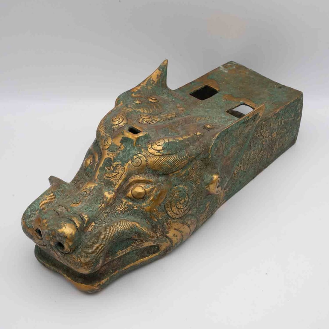 Antique Chinese Warring State Gilt Bronze Dragon Chariot Shaft Head (1 of 9)