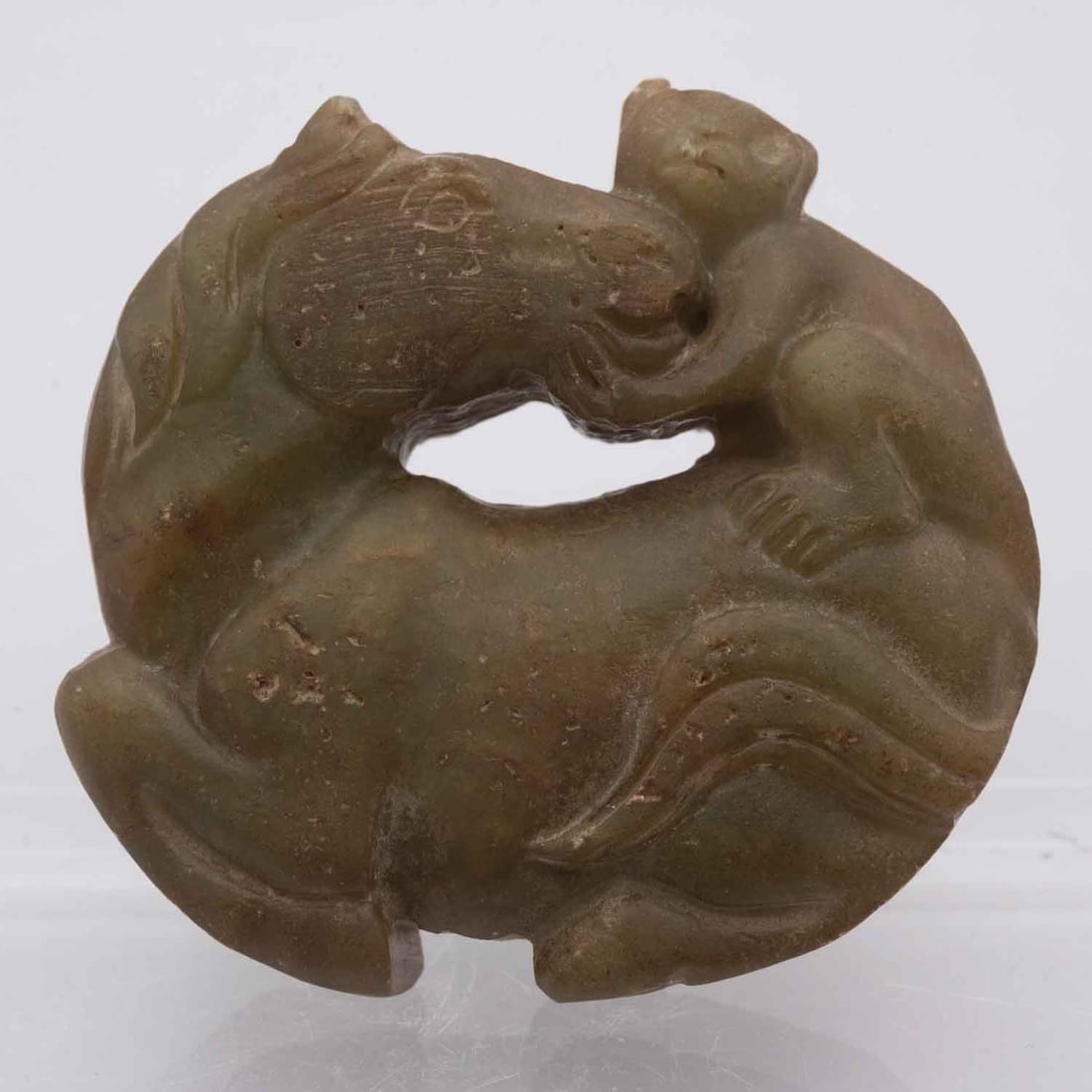 Antique Chinese Carved Jade Monkey On Horse Ornament (1 of 4)