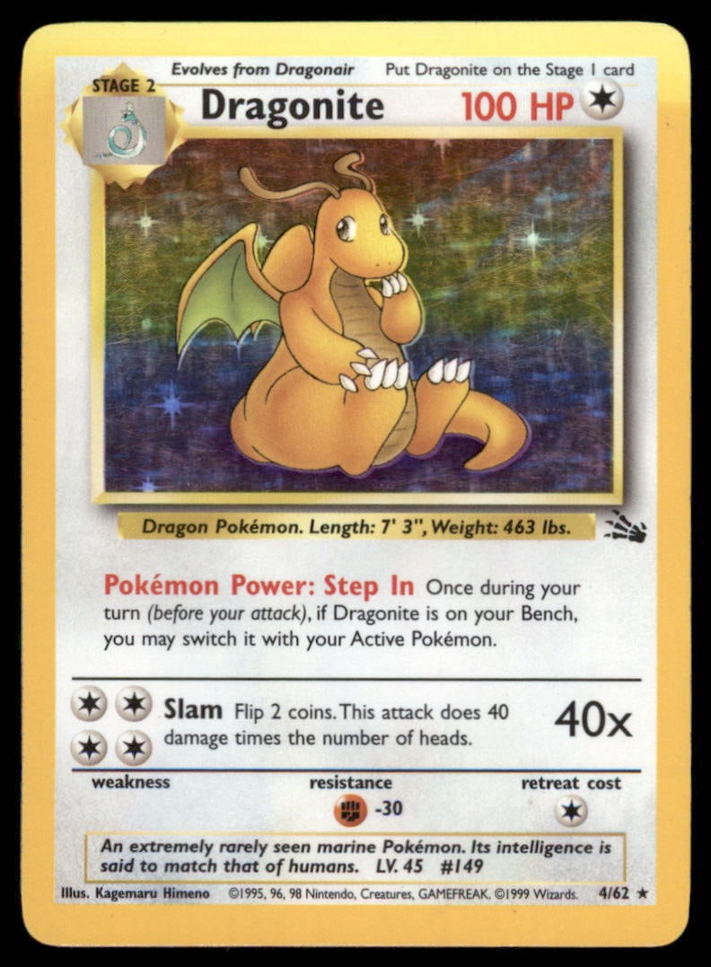 Dragonite (4) Fossil #04/62 Holo Pokemon Card