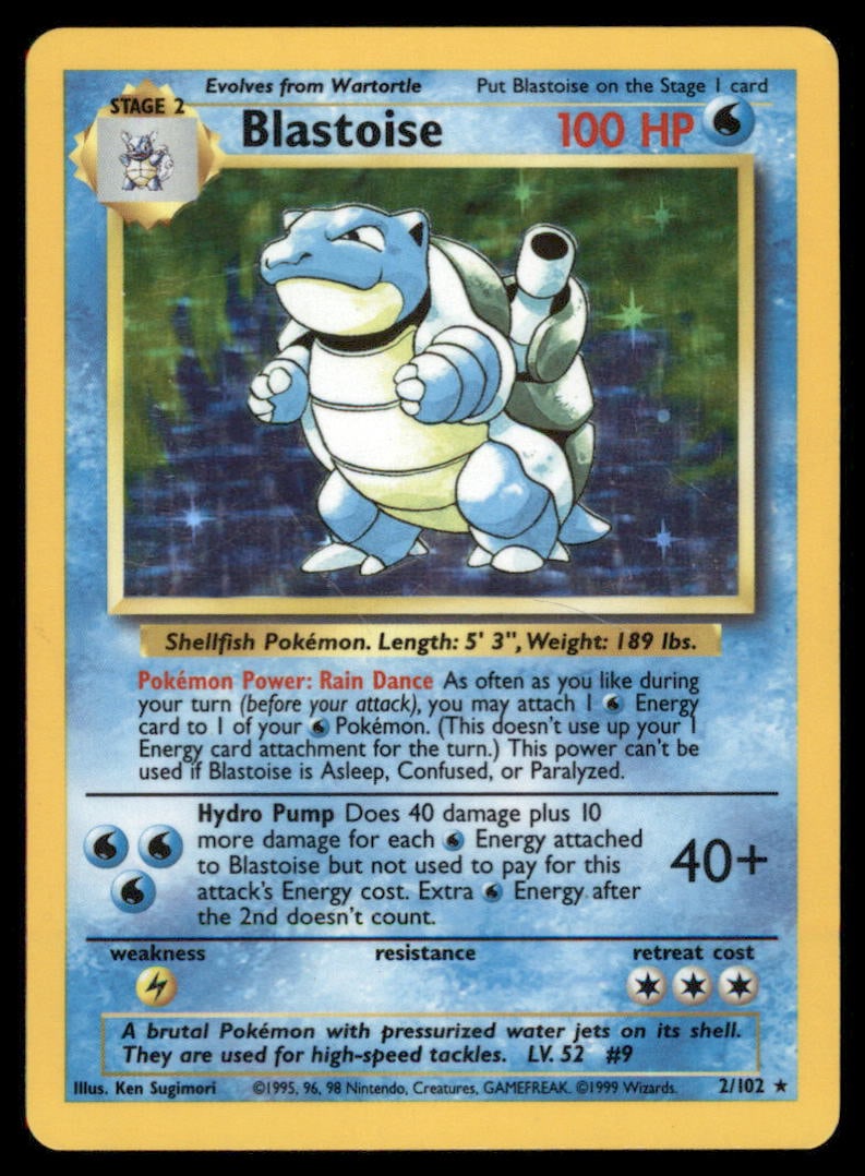 Blastoise Base Set #002/102 Holo Pokemon Card (1 of 2)