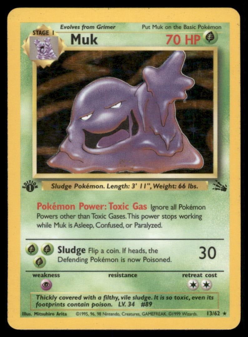Muk 1st ED. Fossil #13/62 Holo Pokemon Card: We offer combined shipping on multiple items. Buyers may also arrange their own shipping. LiveShipping is a separate and independent option for shipping that is NOT a part of the auction house or thei