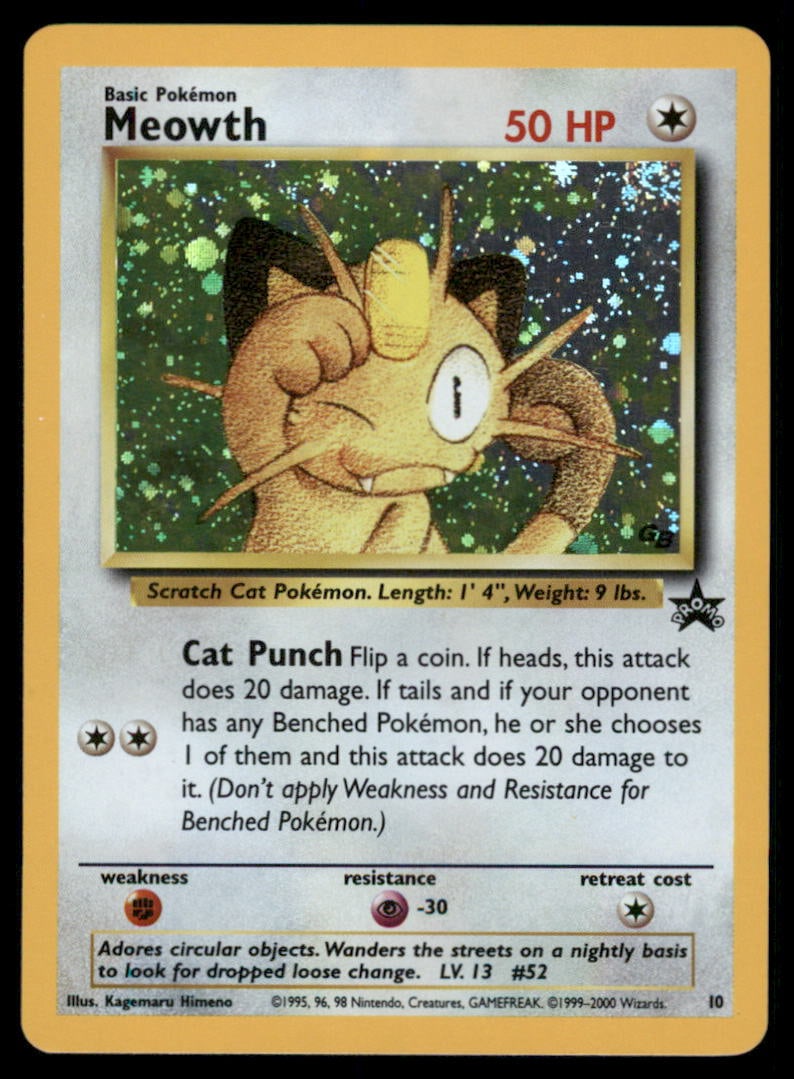 Meowth WoTC Promo #10/53 Holo Pokemon Card (1 of 2)